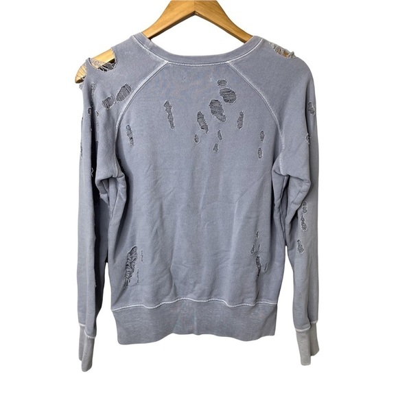 Sincerely Jules Quinn Distressed Crewneck Sweatshirt Blue Destructed Size XS - Picture 4 of 9